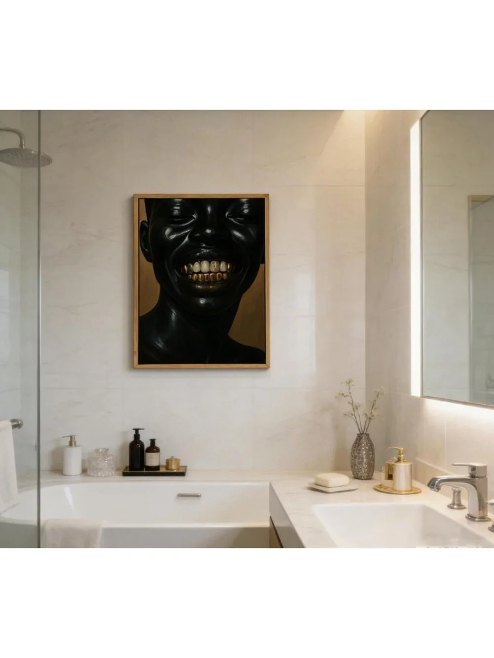 Abstract Black Men Canvas Wall Art - Urban Hip Hop Decor, 8x10in Framed Print